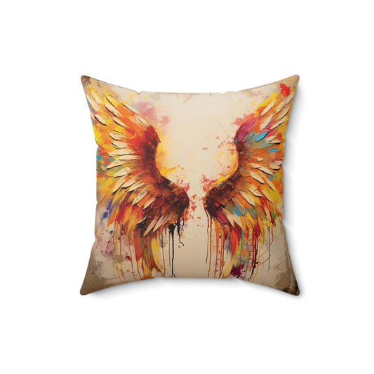 Angel Wings Graffiti Art Square Pillow - CosmicDeva
