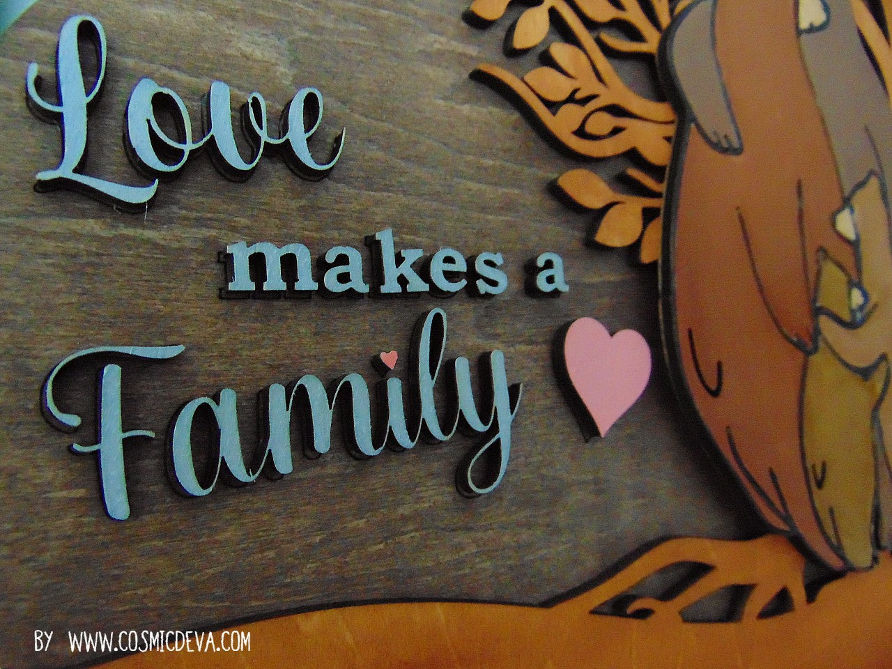 Heart-Shaped Wooden Bear Family Stand - CosmicDeva