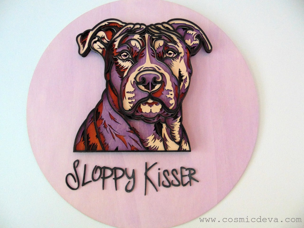 Personalized Pitbull Dog Portrait 3D Wall Décor, Custom wooden dog pet sign – made to order - CosmicDeva