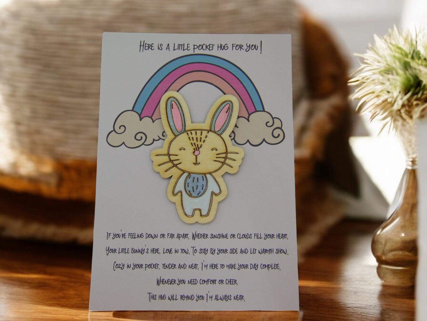 Little Wooden Pocket Hug - Cute Animal Designs - CosmicDeva