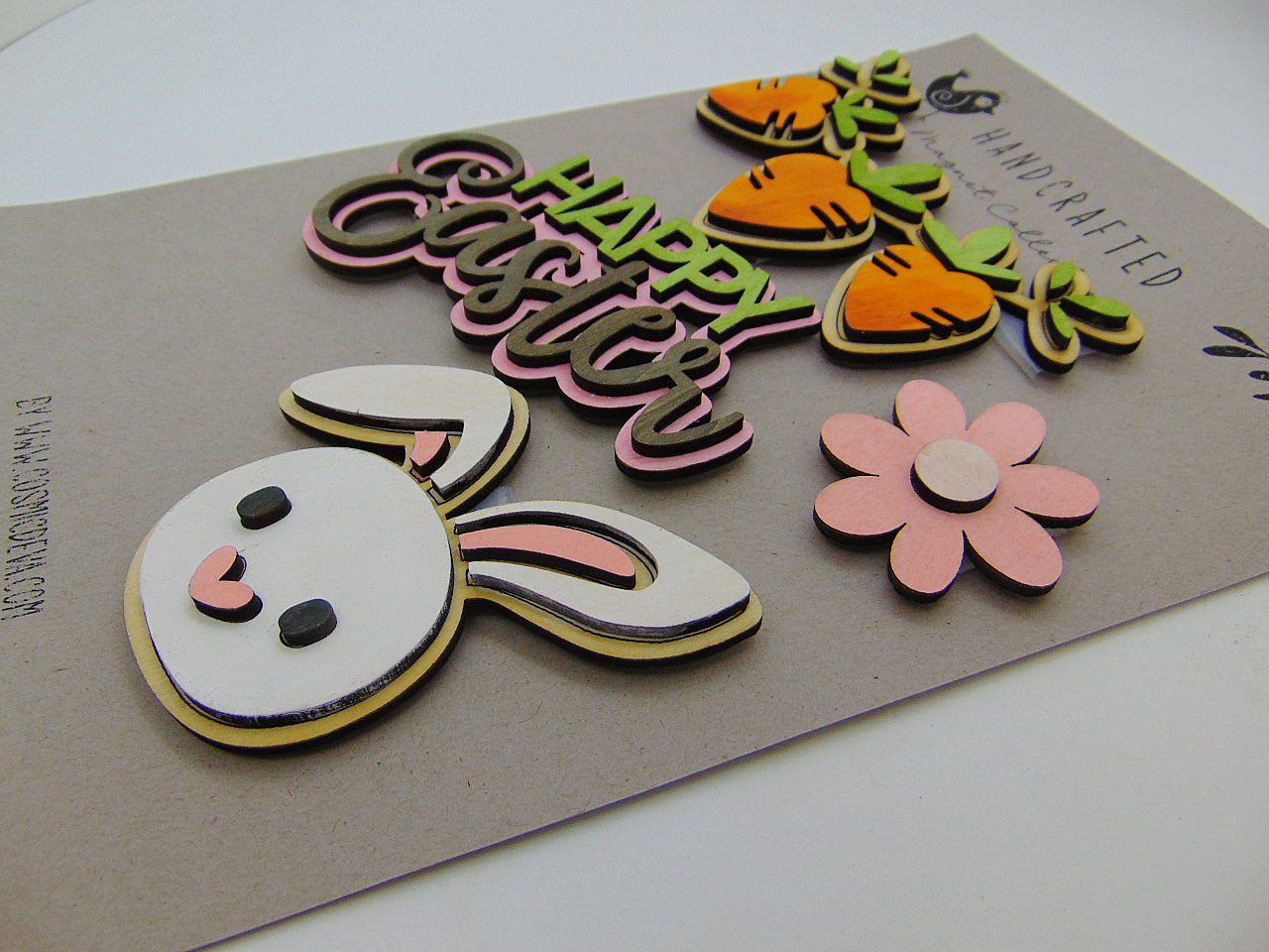 Handmade Wooden Fridge Magnets, Easter Bunny-Themed Set of 4 - CosmicDeva