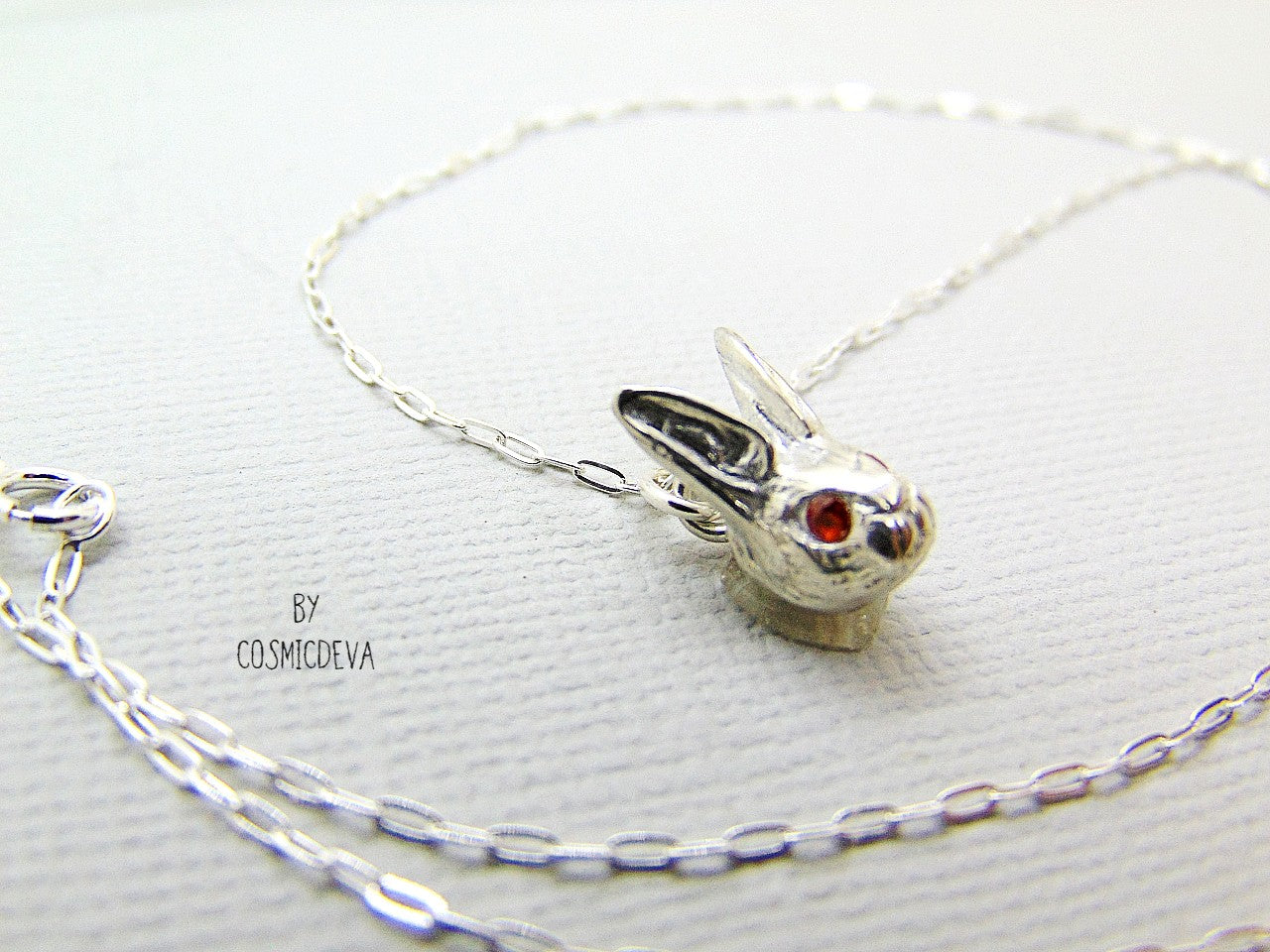 Dainty Rabbit Sterling Silver Pendant With Fire Opal Silver Necklace –  CosmicDeva