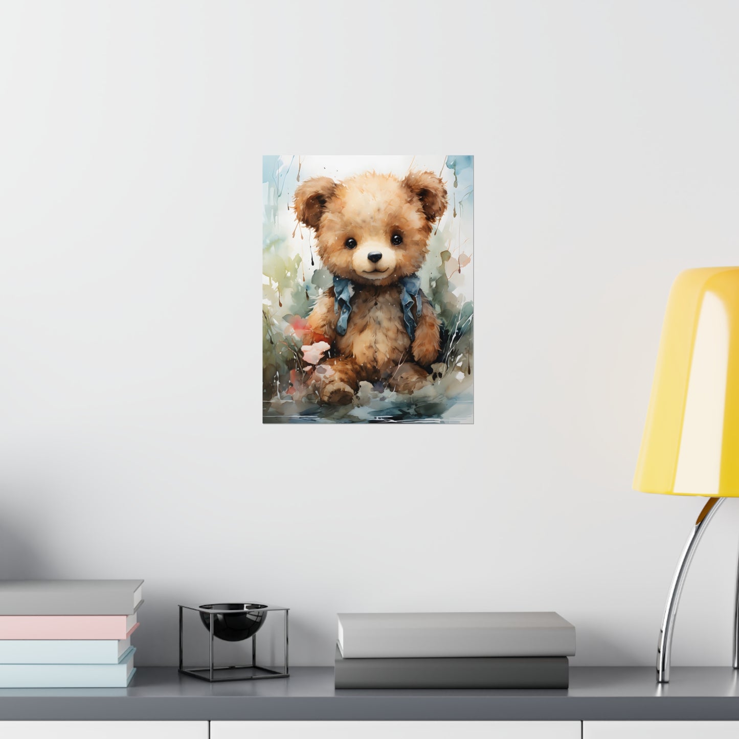 Teddy Bear Illustration, Nursery Print, Watercolor Art, Animal Art, Nursery Wall Decor, Lovable Teddy, Nursery Decor, Nursery Wall Art - CosmicDeva
