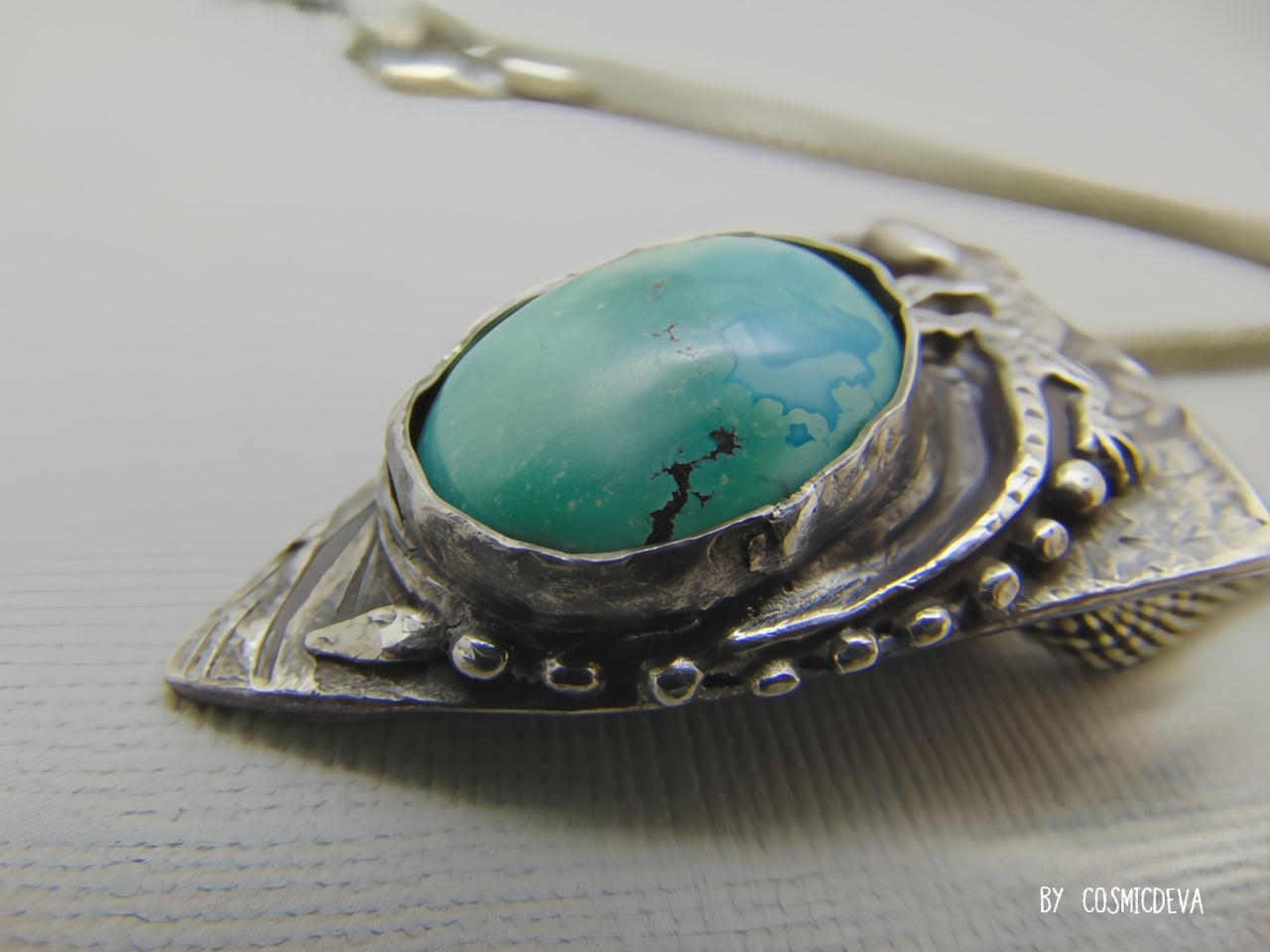 Lizard Turquoise Sterling Silver Pendant Necklace – Handcrafted Southwestern Jewelry - CosmicDeva