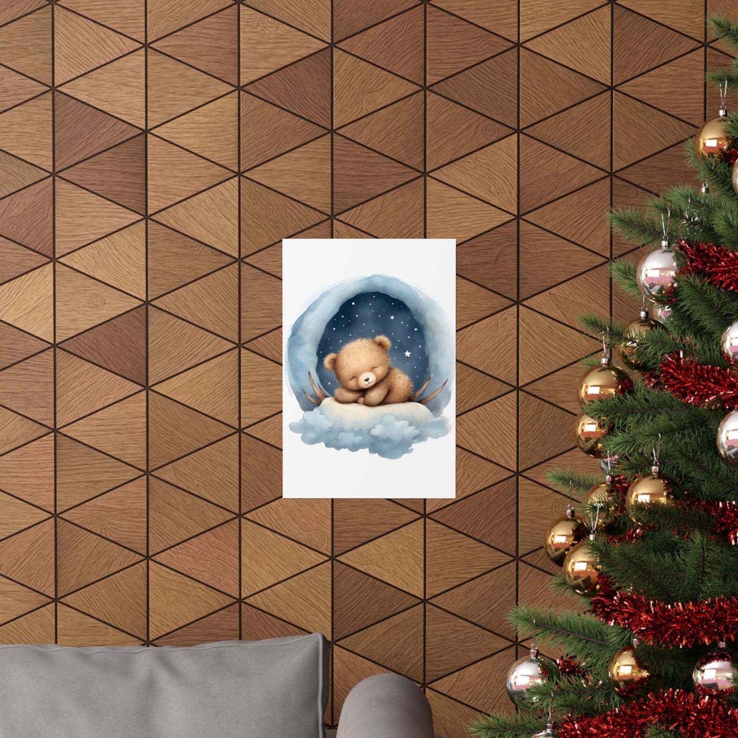 Sleeping Bear, Baby Room Wall Art, Nursery Decor, Kids room decor, sleeping animals, Animals Nursery Art, Nursery Décor, - CosmicDeva