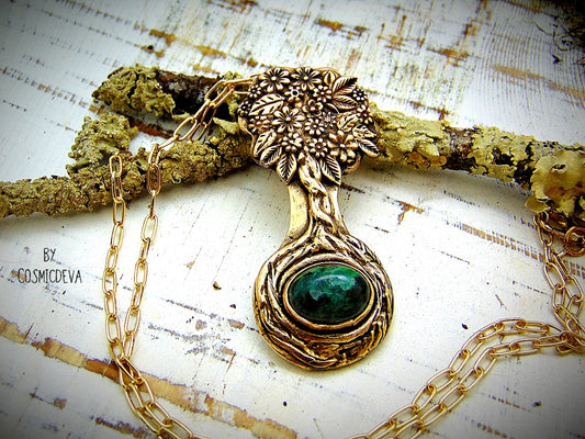 Express your love of life and nature with this intricately-crafted Tree of Life pendant necklace. Handcrafted from solid bronze with a beautiful emerald stone at its root, this unique piece of jewelry celebrates togetherness, growth, and individuality. Give yourself or a loved one the enduring gift of its timeless symbolism.