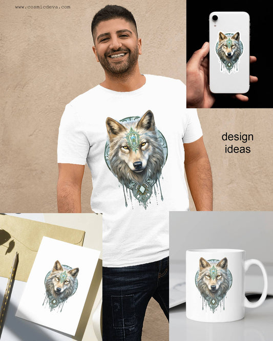 Spirit Animal Wolf, PNG File, Sublimation Image, Digital download, digital file - CosmicDeva