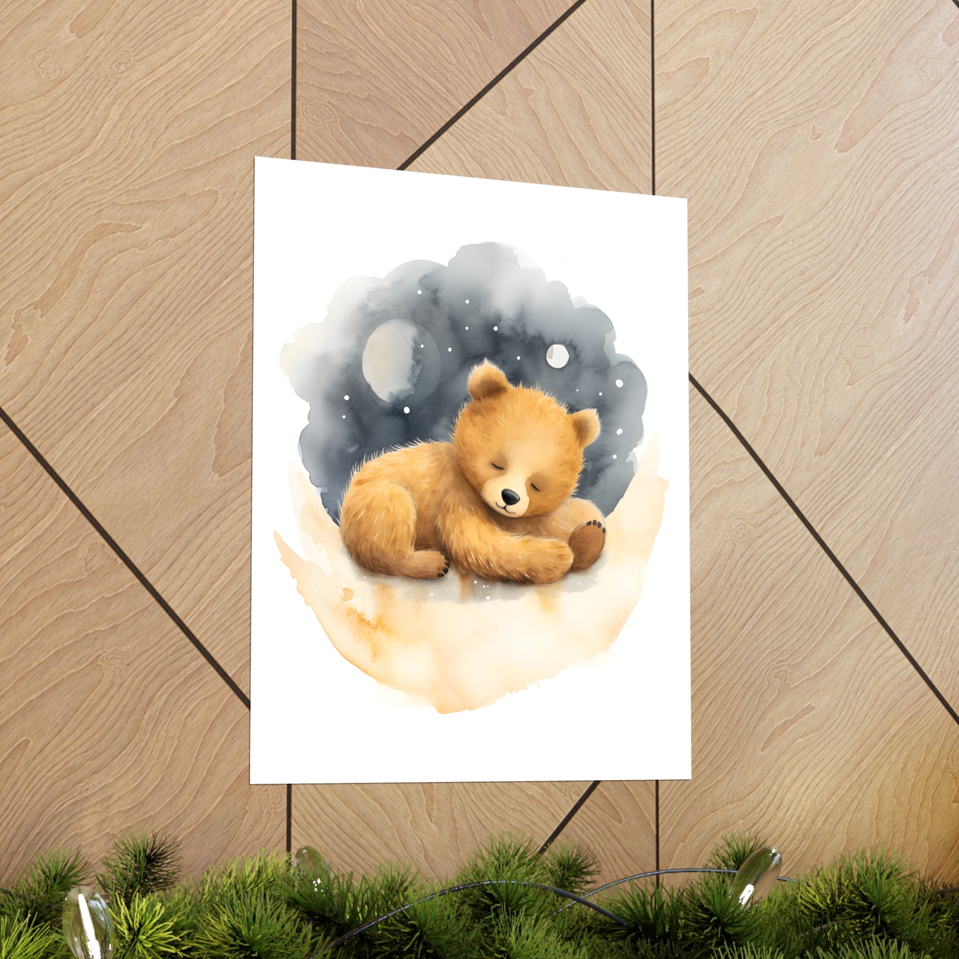 Teddy Bear Print, Bear Nursery Decor, Baby Boy Print, Nursery Wall Art, Moon and Stars, Lovable Teddy, Nursery Decor, Nursery Wall Art. - CosmicDeva