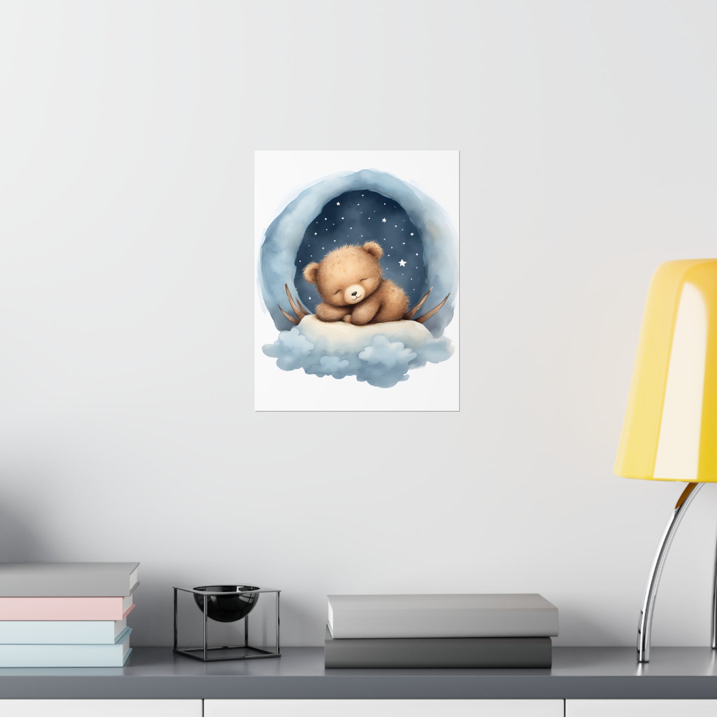 Sleeping Bear, Baby Room Wall Art, Nursery Decor, Kids room decor, sleeping animals, Animals Nursery Art, Nursery Décor, - CosmicDeva