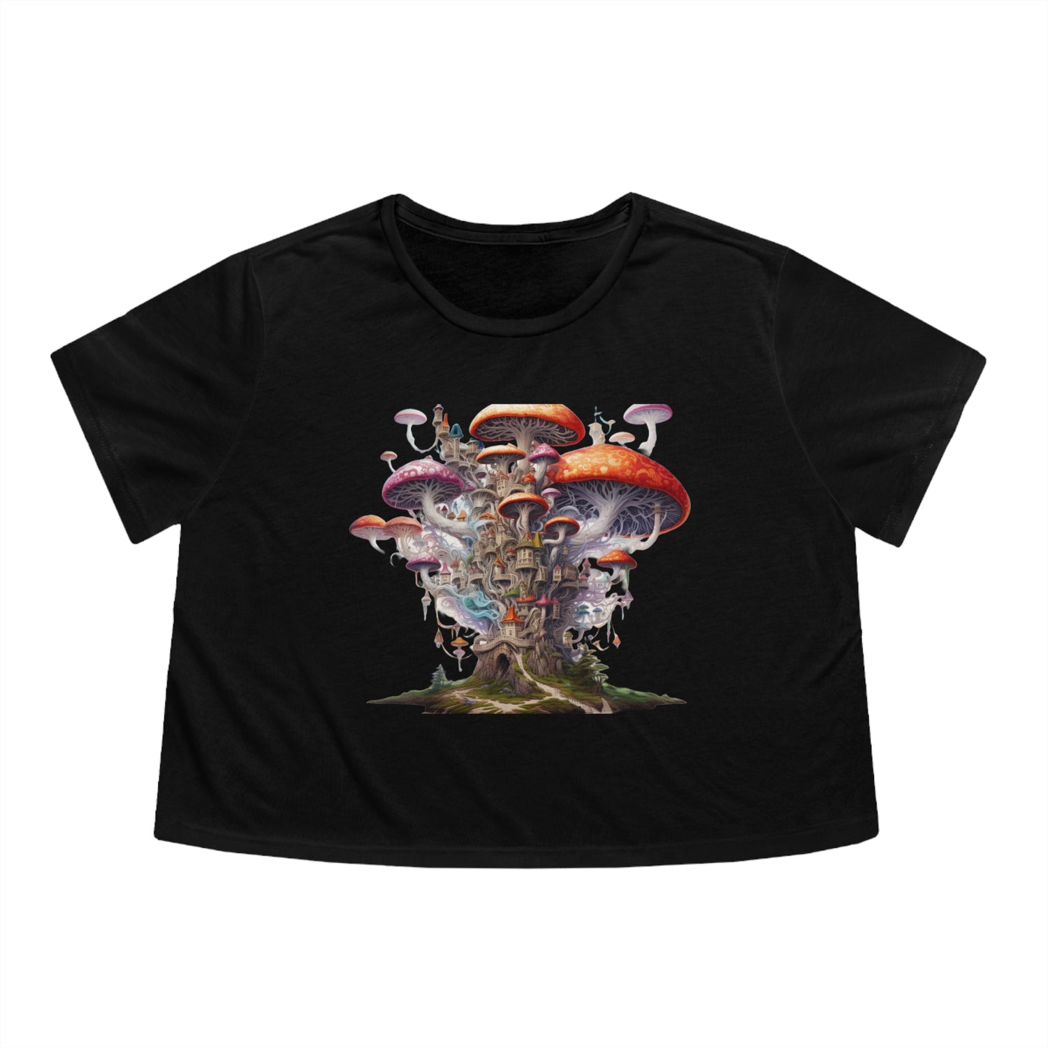 Enchanting Fairy Mushroom Island T-Shirt - CosmicDeva