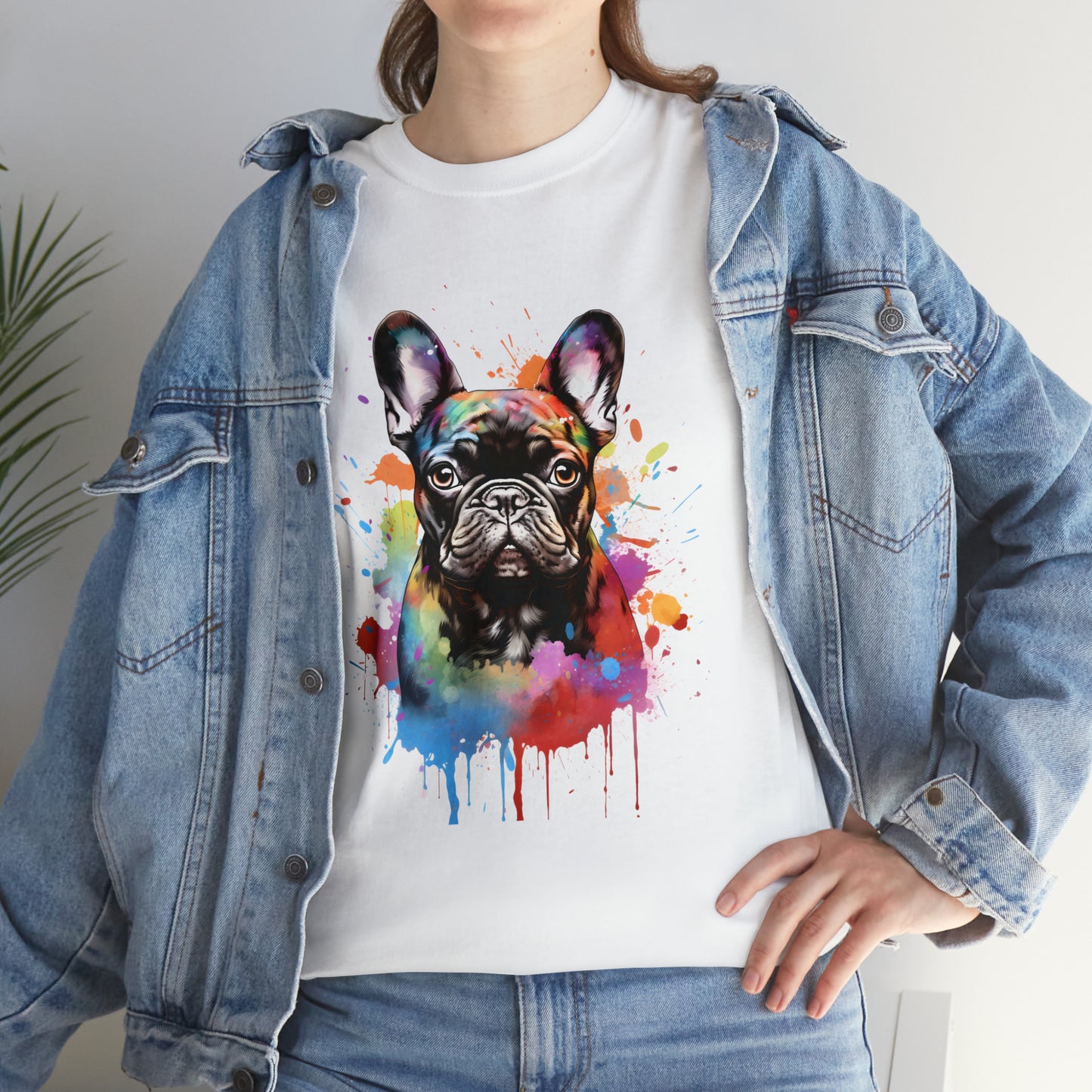 Black French Bulldog T-shirt, Unisex T-shirt, ring spun Cotton 100%, watercolor print T-shirt, T shirt art, T shirt animal, Unisex Heavy Cotton Tee - CosmicDeva