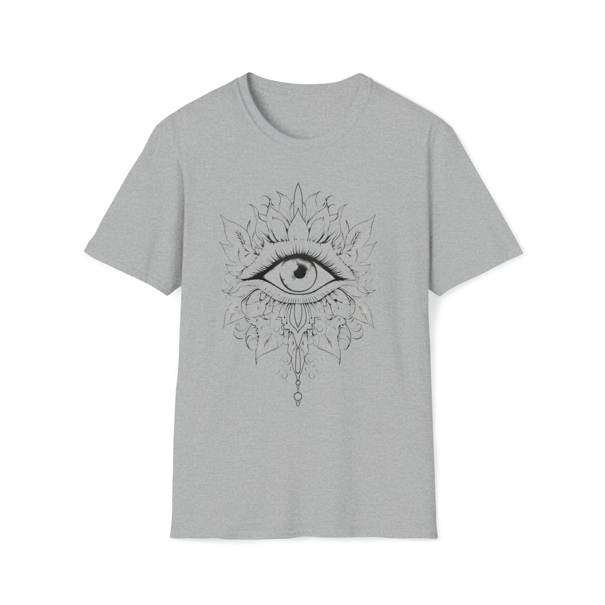 All seeing Mandala Eye Unisex Softstyle T-Shirt - CosmicDeva