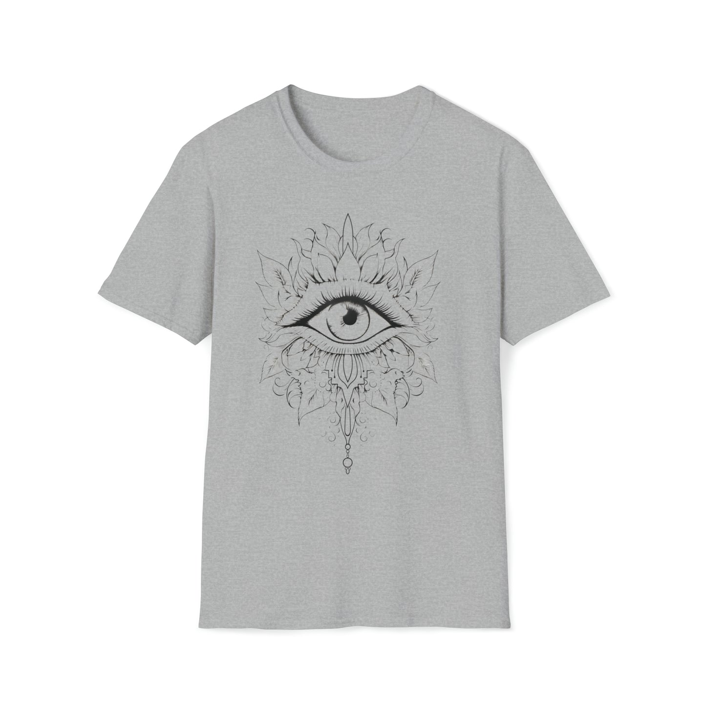 All seeing Mandala Eye Unisex Softstyle T-Shirt - CosmicDeva