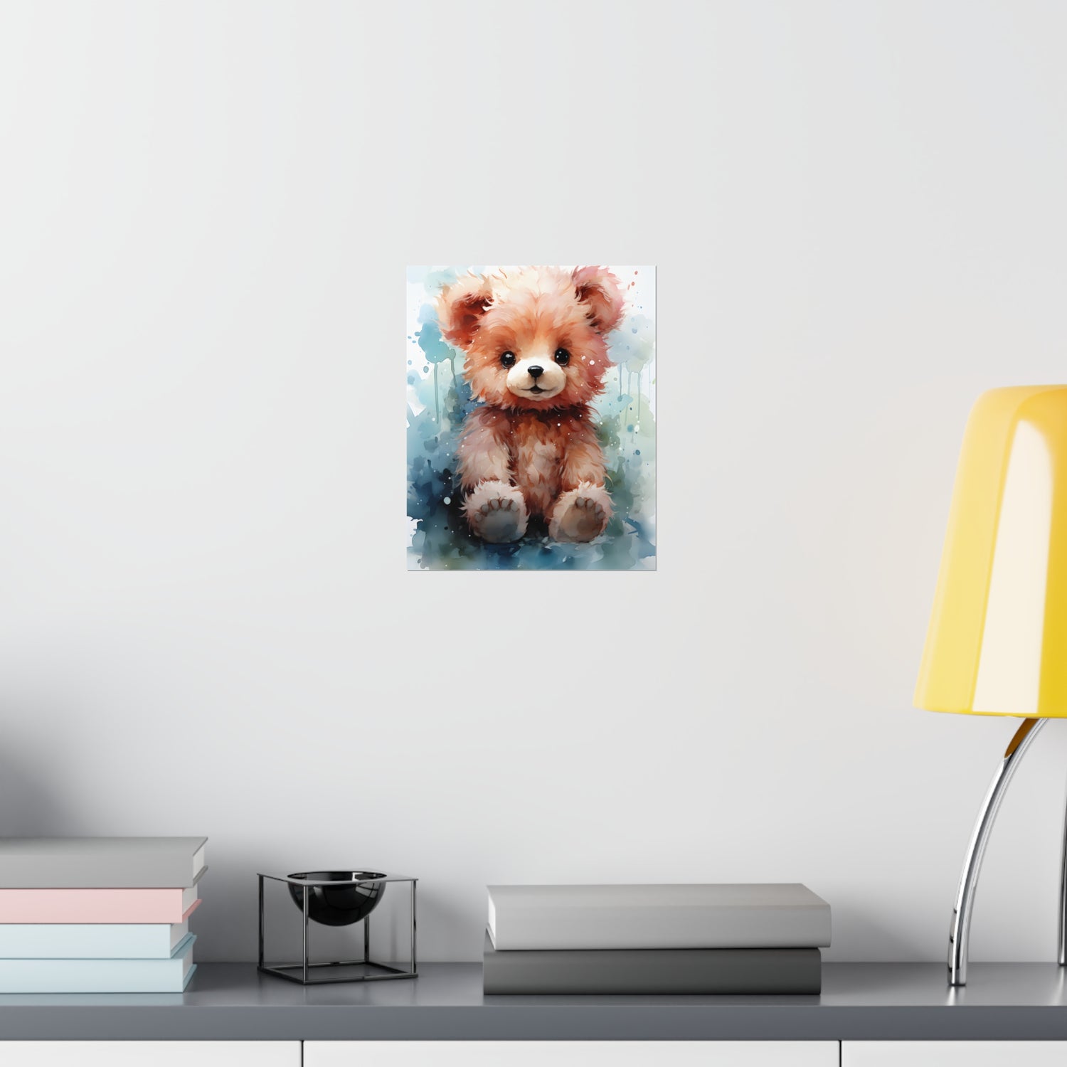 Teddy Bear Illustration, Nursery Print, Watercolor Art, Animal Art, Nursery Wall Decor, Lovable Teddy, Nursery Decor, Nursery Wall Art - CosmicDeva