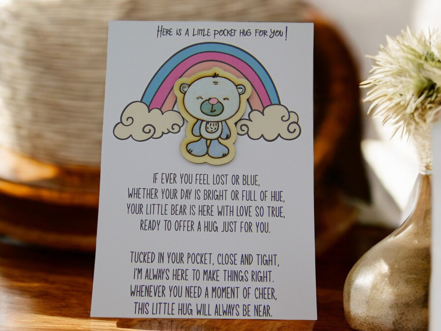 Little Wooden Pocket Hug - Cute Animal Designs
