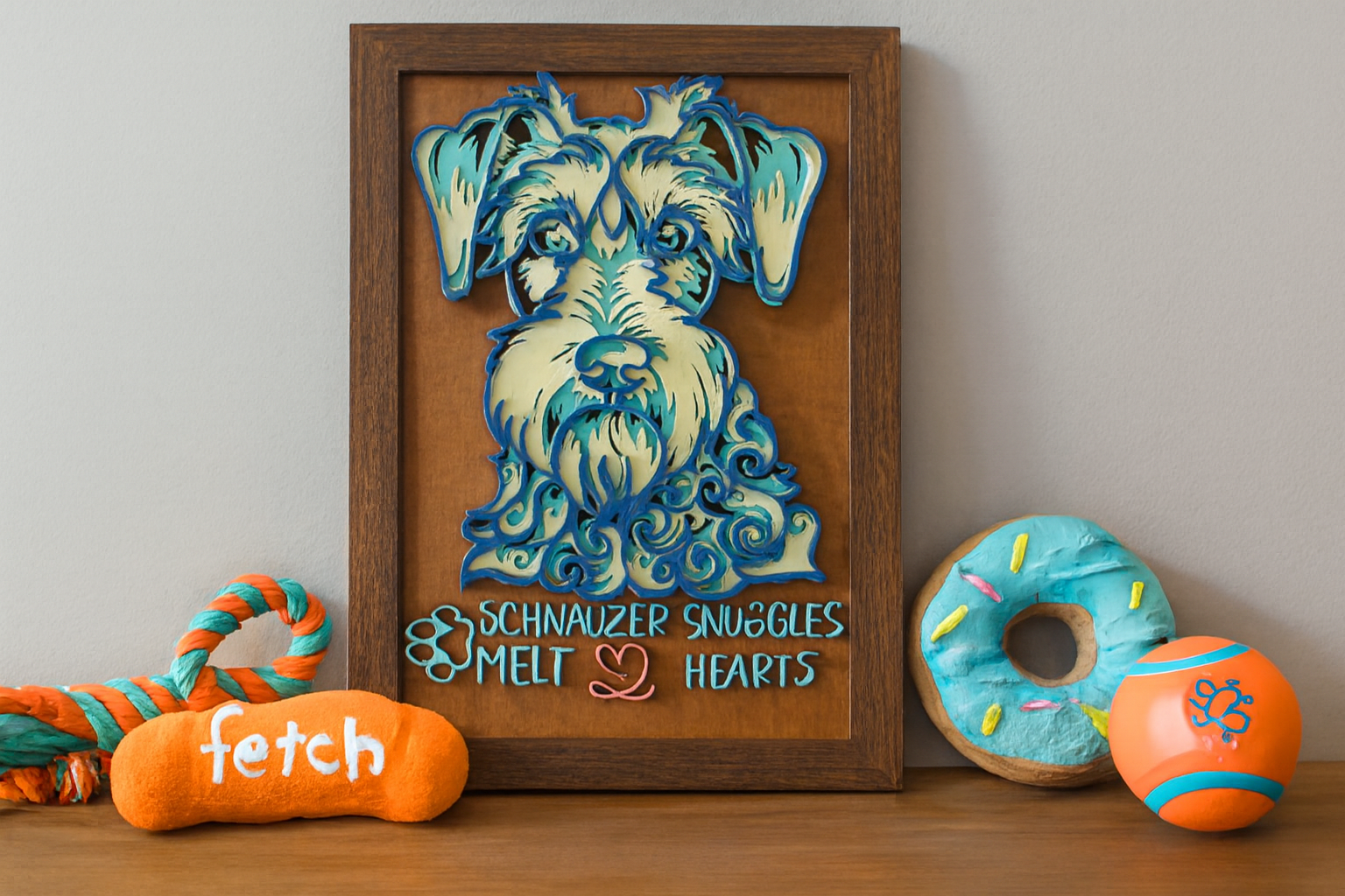 Personalized Layered 3D Schnauzer Dog Wall Décor With Wood Frame –MADE TO ORDER - CosmicDeva