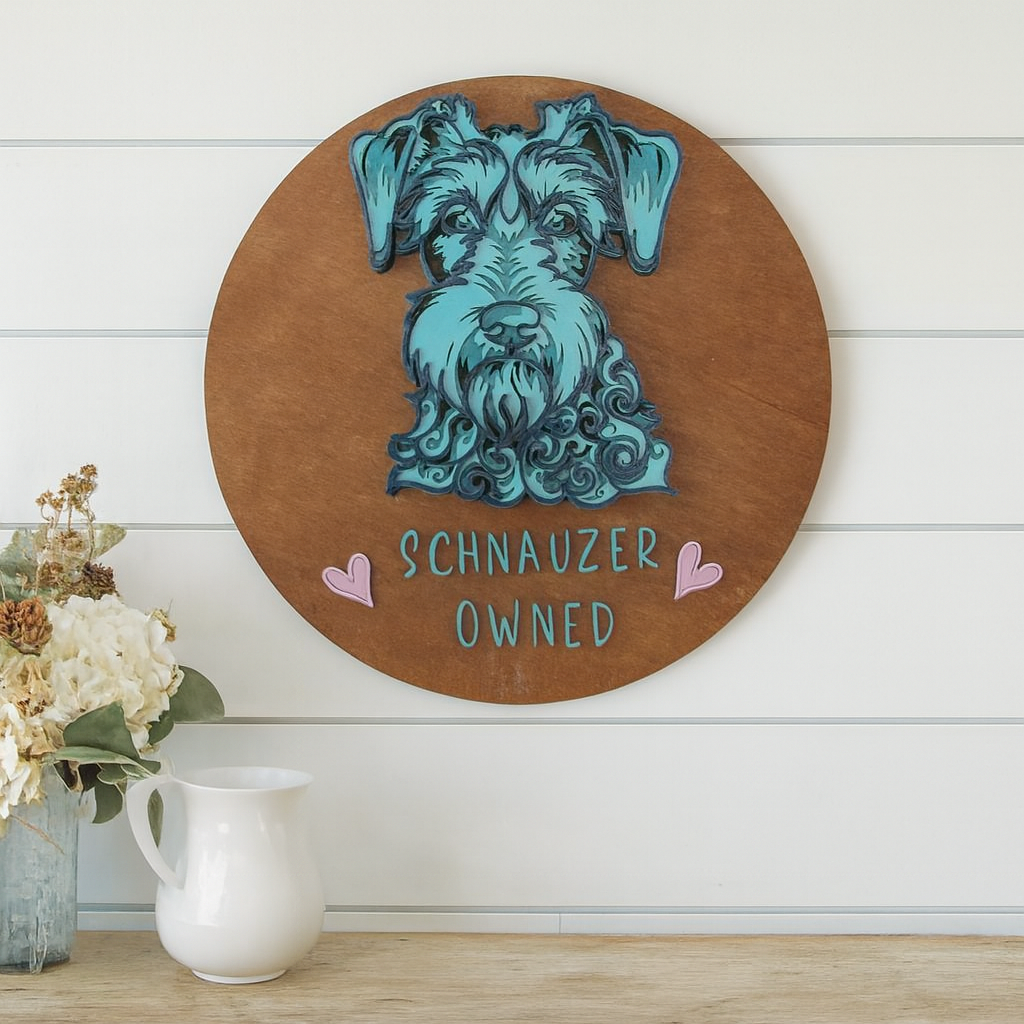 Schnauzer Dog Wall Décor, Layered 3D Personalized – made to order, Dog accessories - CosmicDeva