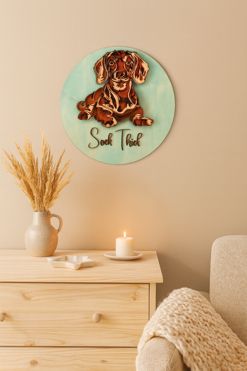 Wooden Custom Dachshund, Wooden Puppy Portrait, 3D Personalized Dachshund Wooden Wall Décor – made to order - CosmicDeva