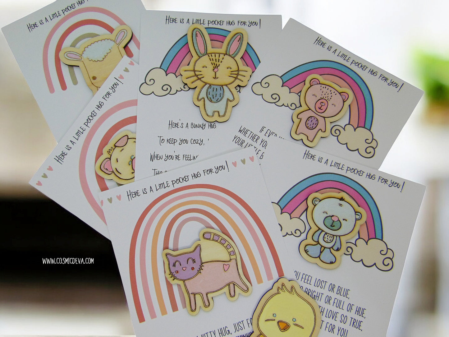 Little Wooden Pocket Hug - Cute Animal Designs