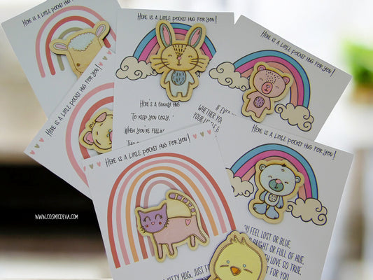 Little Wooden Pocket Hug - Cute Animal Designs - CosmicDeva