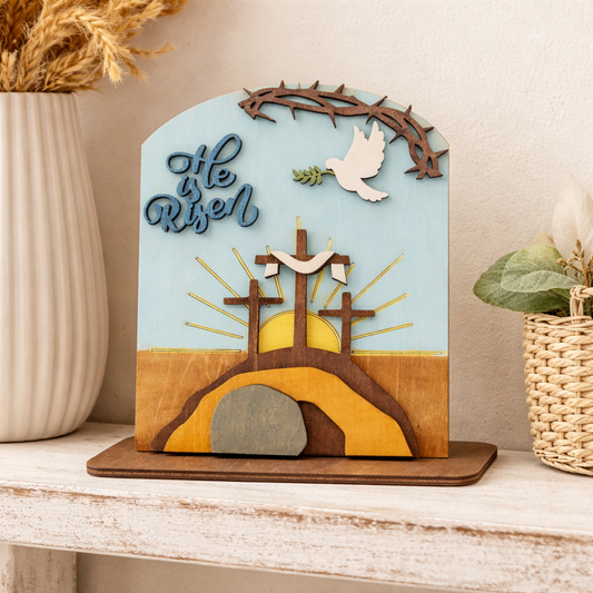 Empty Tomb - He is Risen - Easter Décor, Religious Display - CosmicDeva