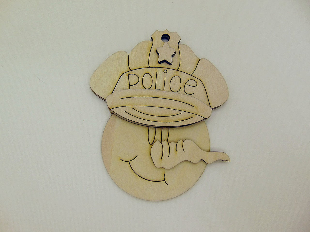 Police Snowman Hand Painted Wooden Christmas Ornament • Law Enforcement Decor Gift - CosmicDeva