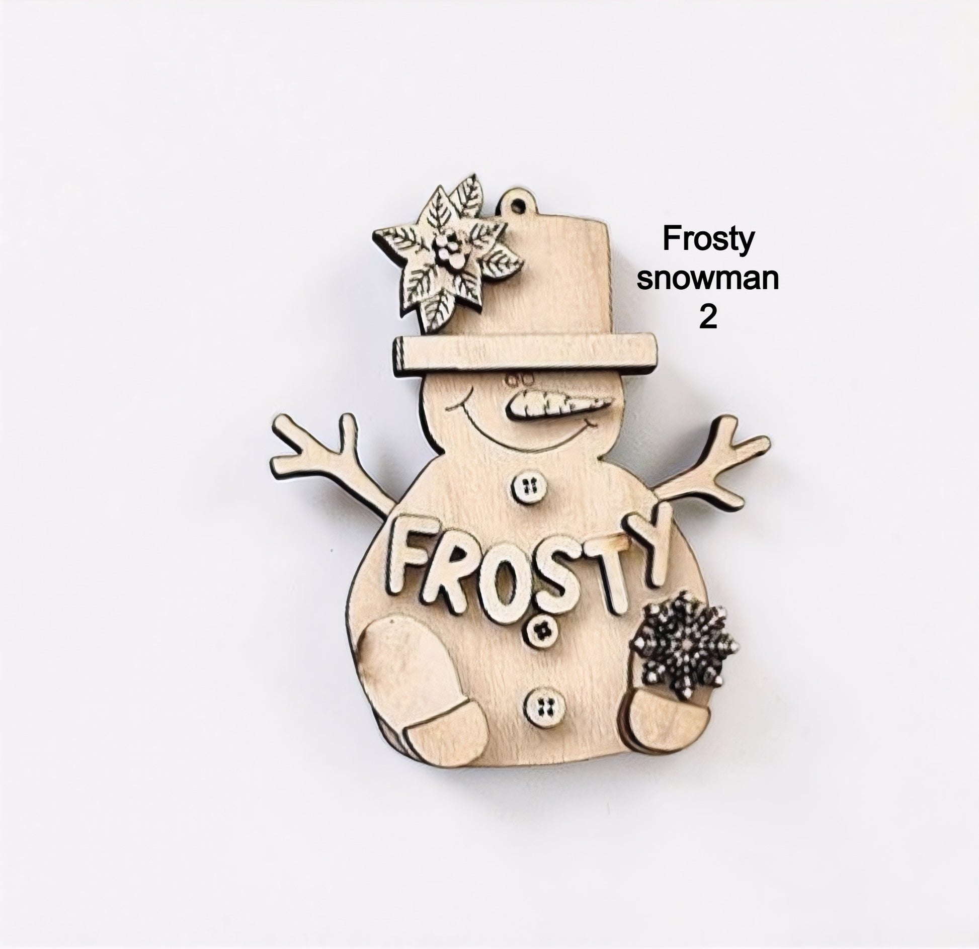 Ready to Paint Snowman Christmas Ornament. Unfinished wood blank perfect for paint parties, family crafts, and DIY holiday décor. Easy to customize and ideal for kids and adults.