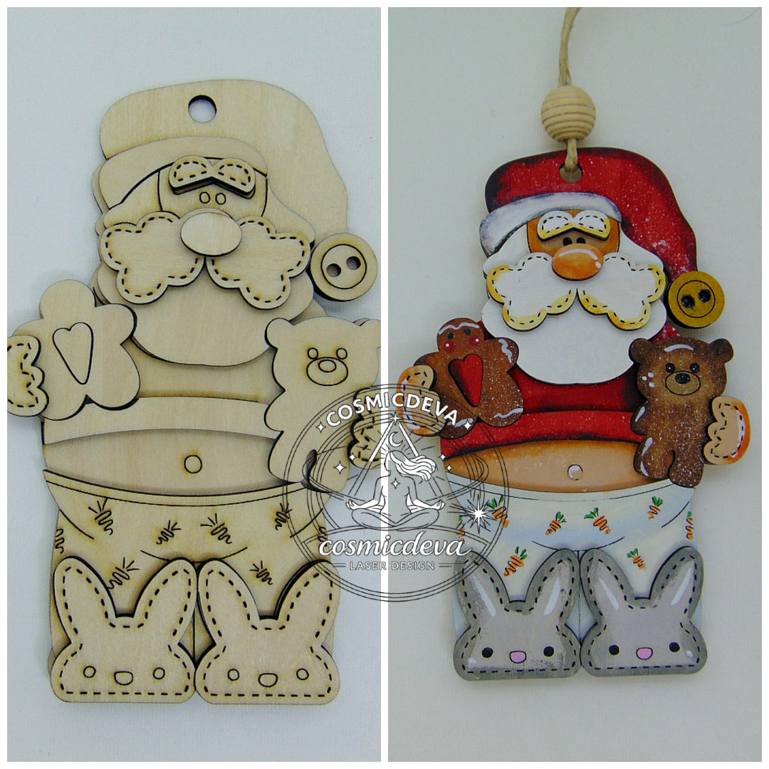 Wooden Snowman Christmas Ornament with Scarf and Hat • Wood Blanks,  Ready to Paint or Hand Painted • DIY Holiday Craft • Layered Wood Ornament  - CosmicDeva