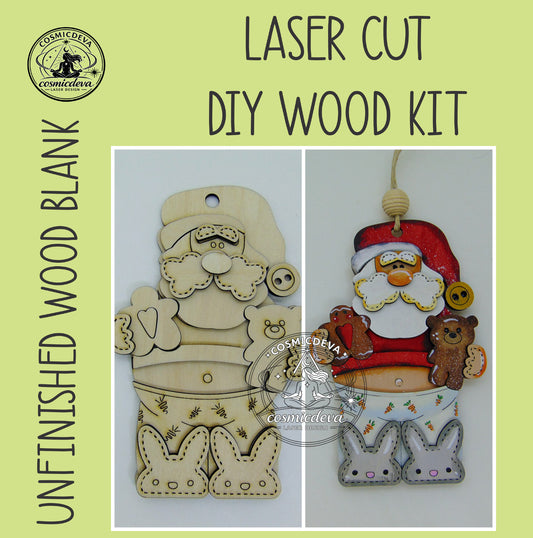 Wooden Snowman Christmas Ornament with Scarf and Hat • Wood Blanks,  Ready to Paint or Hand Painted • DIY Holiday Craft • Layered Wood Ornament  - CosmicDeva