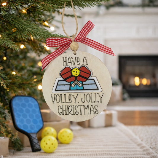 Celebrate the season with our 3D Pickleball Christmas Ornament! Hand-painted wood, layered depth, and "Volley Jolly" engraving. The perfect gift for pickleball lovers.