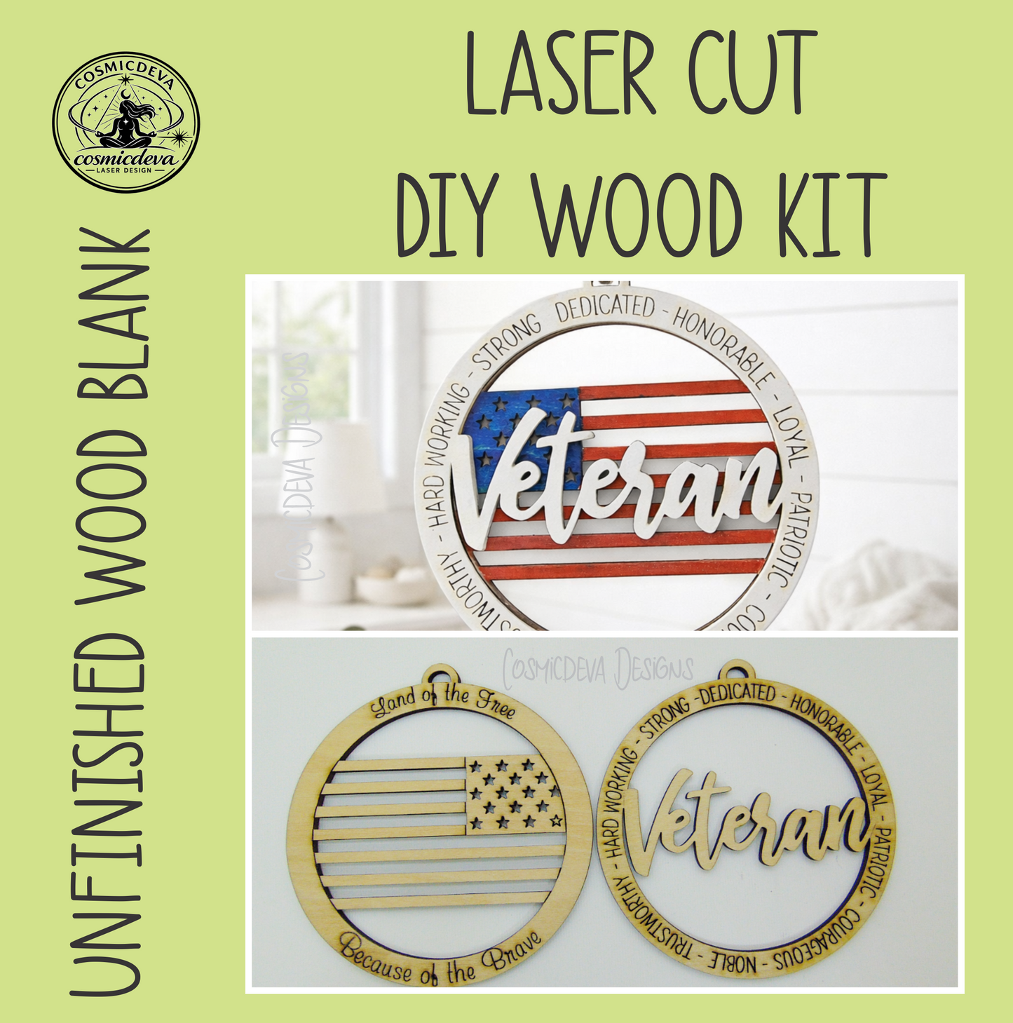 Honor a Veteran with this handmade 2 layer wooden ornament featuring a painted American flag, engraved tribute words, and double sided patriotic text. A meaningful military gift for Christmas, holidays, or year round appreciation.