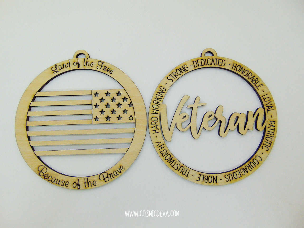 Honor a Veteran with this handmade 2 layer wooden ornament featuring a painted American flag, engraved tribute words, and double sided patriotic text. A meaningful military gift for Christmas, holidays, or year round appreciation.
