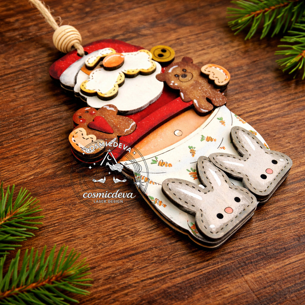 Wooden Snowman Christmas Ornament with Scarf and Hat • Wood Blanks,  Ready to Paint or Hand Painted • DIY Holiday Craft • Layered Wood Ornament  - CosmicDeva