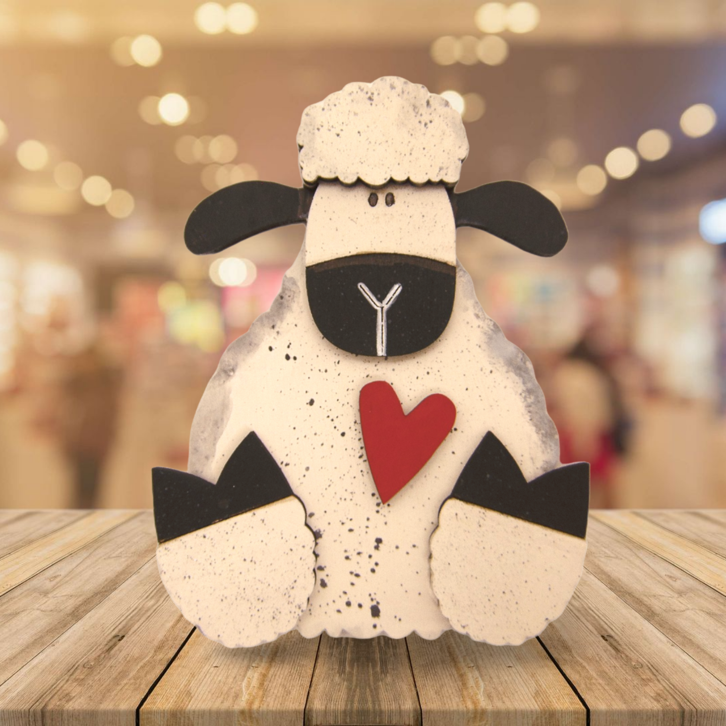 Cute Handcrafted Wooden Sitting Sheep Magnet, Hand Painted Farmhouse Decor - CosmicDeva