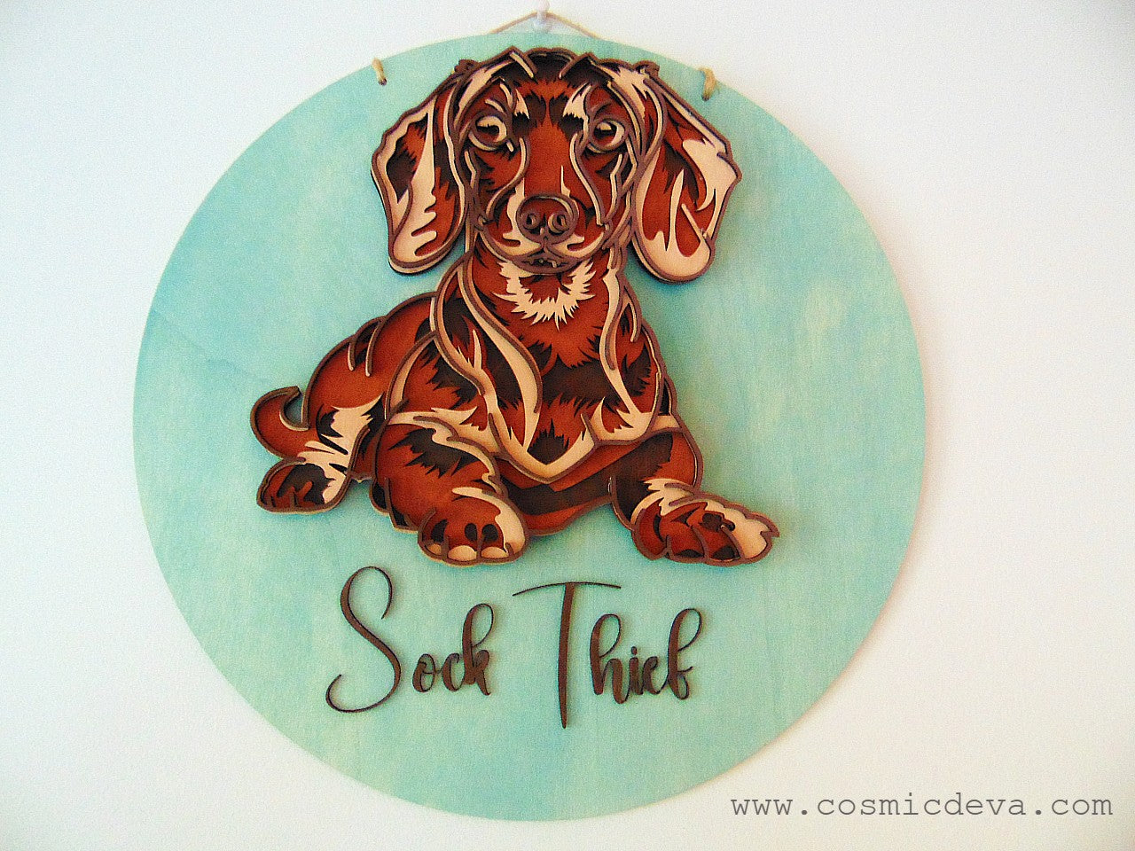 Wooden Custom Dachshund, Wooden Puppy Portrait, 3D Personalized Dachshund Wooden Wall Décor – made to order - CosmicDeva