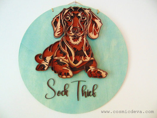 Wooden Custom Dachshund, Wooden Puppy Portrait, 3D Personalized Dachshund Wooden Wall Décor – made to order - CosmicDeva