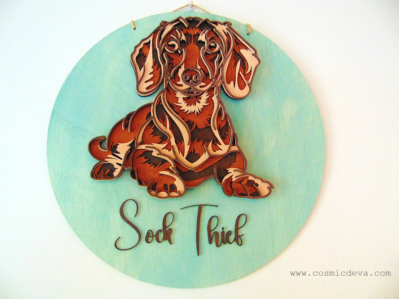 Wooden Custom Dachshund, Wooden Puppy Portrait, 3D Personalized Dachshund Wooden Wall Décor – made to order - CosmicDeva