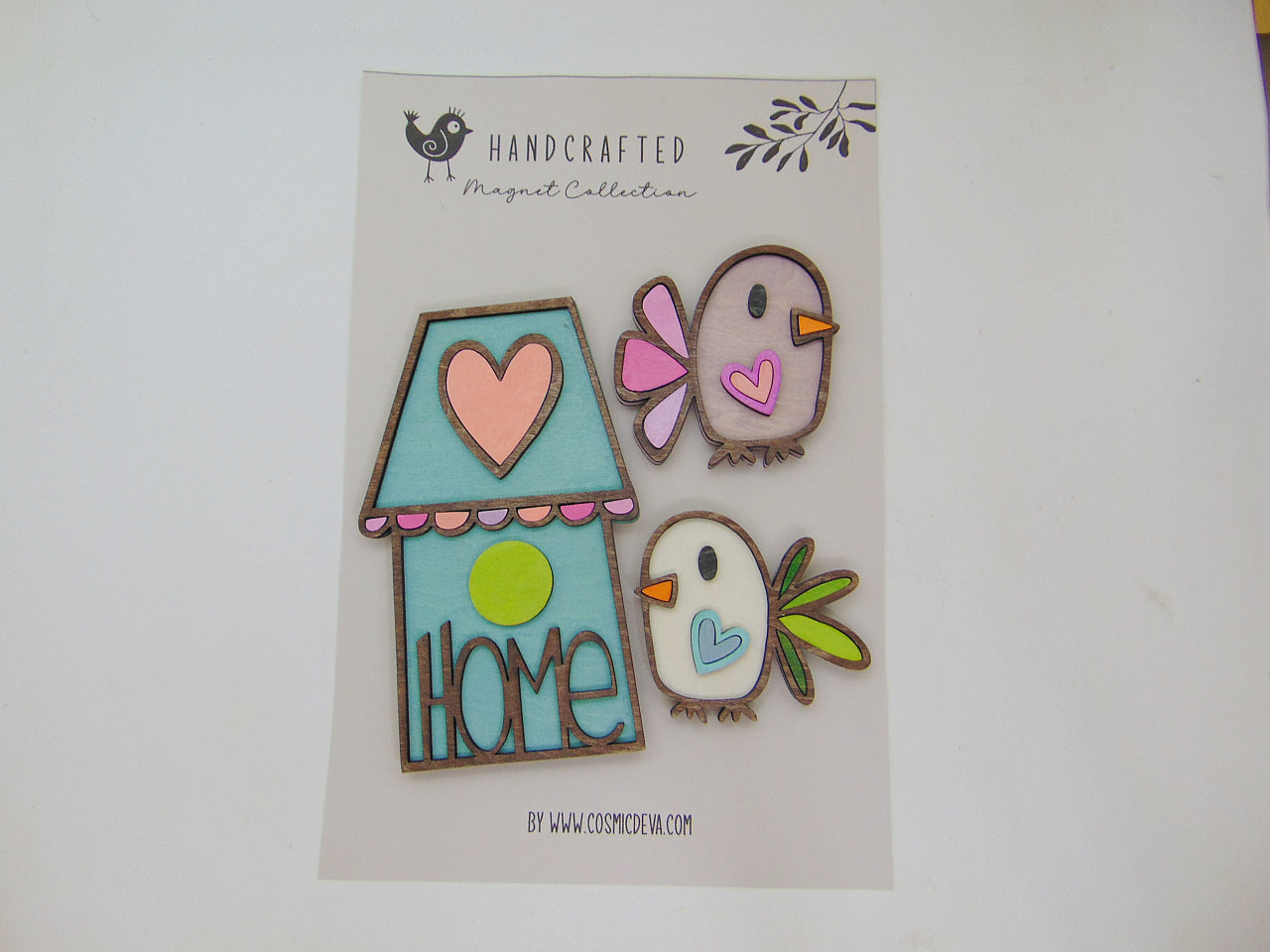 Birdies with house Fridge Magnet Collection - CosmicDeva