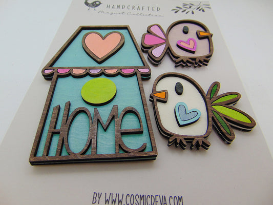 Birdies with house Fridge Magnet Collection - CosmicDeva