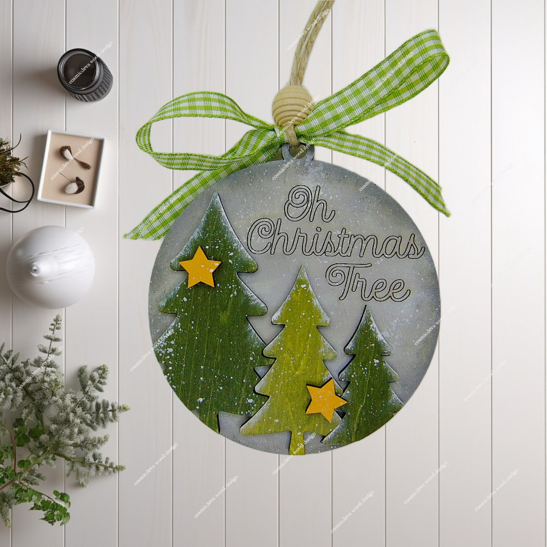 Bring a touch of artisan charm to your holiday decor with this handcrafted 3D layered Christmas ornament. this piece features a whimsical winter scene that adds depth and texture to your Christmas tree.
