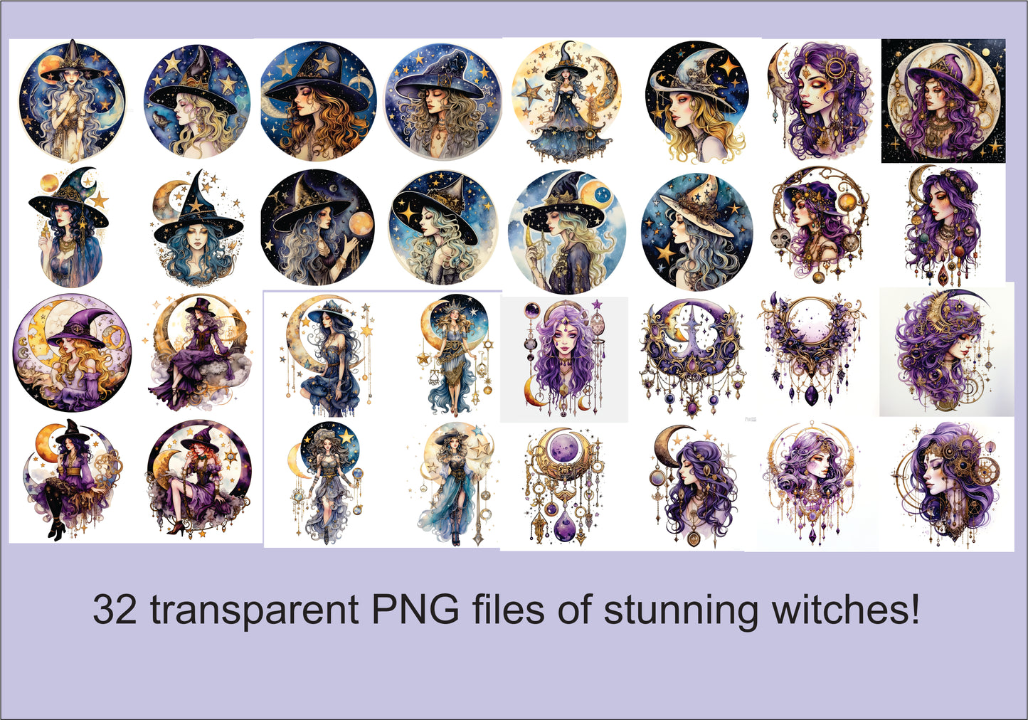 Celestial Witch PNG Clipart, Watercolor Mystical, Gothic, Magical, Witchcraft, Fantasy Images Instant Download with Commercial Use, PNG file - CosmicDeva