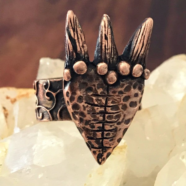 Flaming Heart Copper Boho Ring, Size 8.5 Ring. handcrafted one of a kind flaming heart boho ring made of pure copper. The copper ring was oxidized to bring out the beautiful texture and give it an antique look. This ring is sealed with varnish. - CosmicDeva