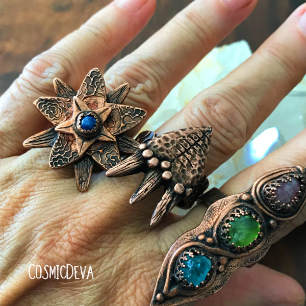 Flaming Heart Copper Boho Ring, Size 8.5 Ring. handcrafted one of a kind flaming heart boho ring made of pure copper. The copper ring was oxidized to bring out the beautiful texture and give it an antique look. This ring is sealed with varnish. - CosmicDeva