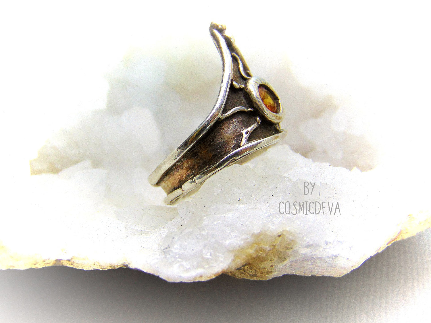 Medieval Triangle Shield Sterling Silver Citrine Size US 7.5 Ring. Beautiful hand sculptured medieval triangle shaped shield sterling silver ring with a 5 mm round citrine stone. This Ring is made of solid pure .950 sterling silver and hallmarked as it. The ring was oxidized to give it a vintage antique design. - CosmicDeva