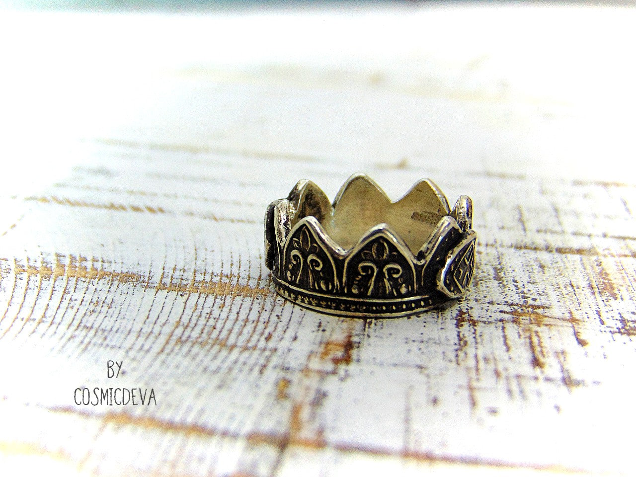 Sterling Silver Mehndi Crown Ring, US Size 6 Ring - CosmicDeva