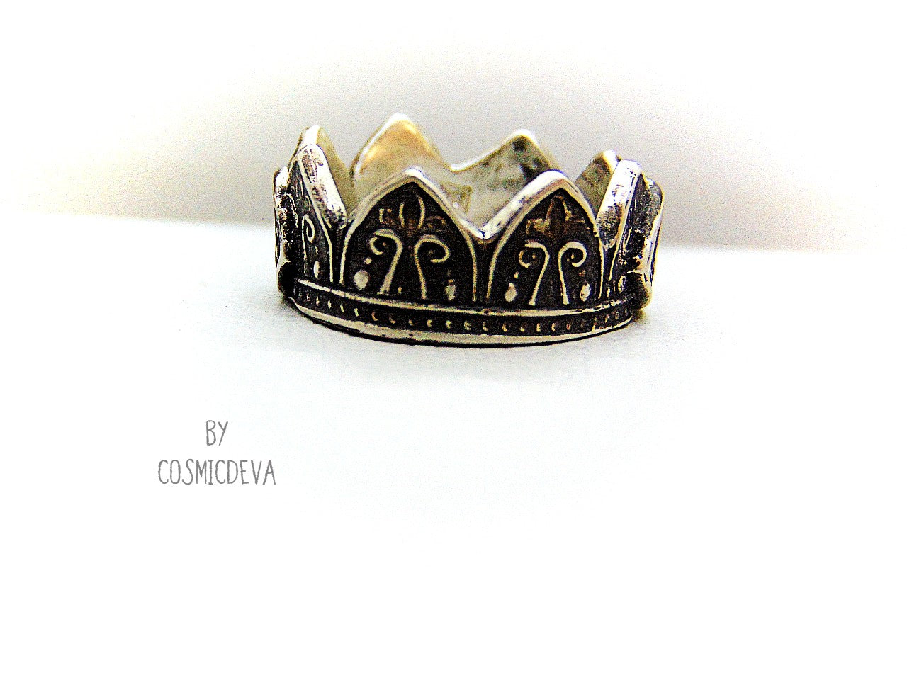 Sterling Silver Mehndi Crown Ring, US Size 6 Ring - CosmicDeva