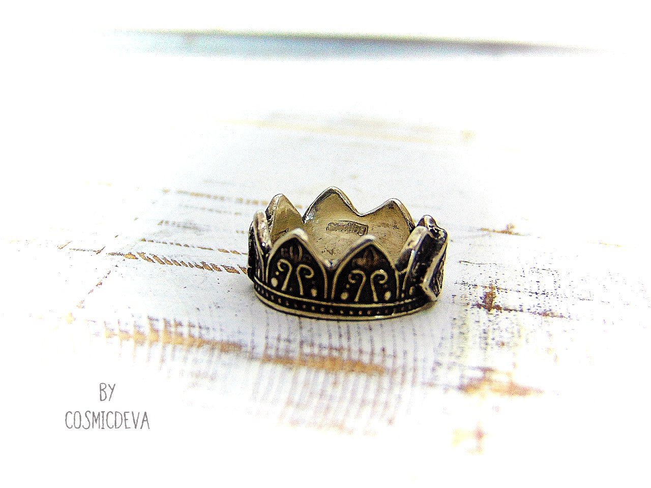 Sterling Silver Mehndi Crown Ring, US Size 6 Ring - CosmicDeva